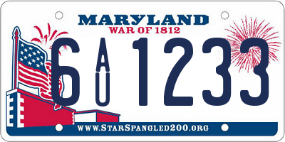 MD license plate 6AU1233