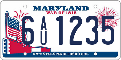 MD license plate 6AU1235