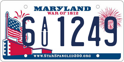 MD license plate 6AU1249