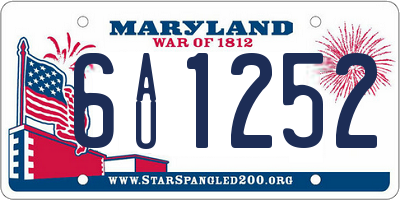 MD license plate 6AU1252