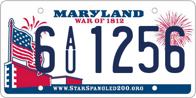 MD license plate 6AU1256