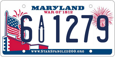 MD license plate 6AU1279