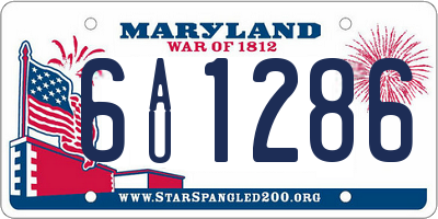 MD license plate 6AU1286