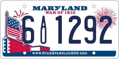 MD license plate 6AU1292