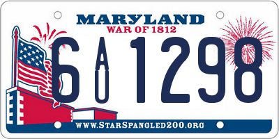 MD license plate 6AU1298