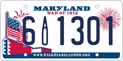 MD license plate 6AU1301