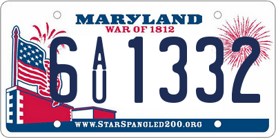 MD license plate 6AU1332