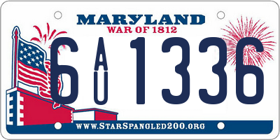 MD license plate 6AU1336