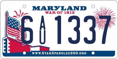 MD license plate 6AU1337