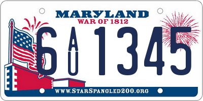 MD license plate 6AU1345