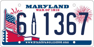 MD license plate 6AU1367