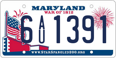 MD license plate 6AU1391