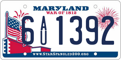 MD license plate 6AU1392