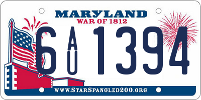 MD license plate 6AU1394