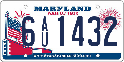 MD license plate 6AU1432