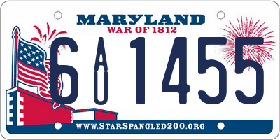 MD license plate 6AU1455