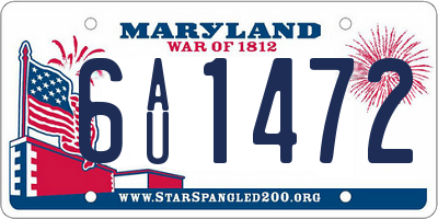 MD license plate 6AU1472