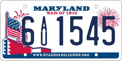 MD license plate 6AU1545