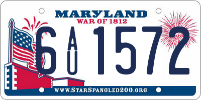 MD license plate 6AU1572