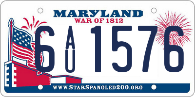 MD license plate 6AU1576