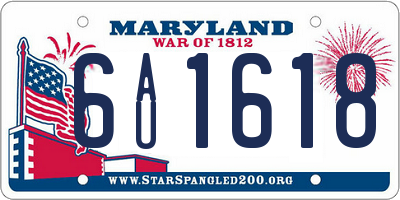 MD license plate 6AU1618