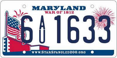 MD license plate 6AU1633