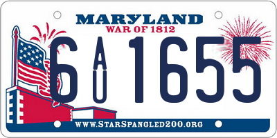 MD license plate 6AU1655
