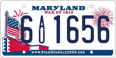 MD license plate 6AU1656