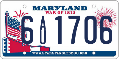 MD license plate 6AU1706