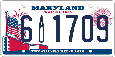 MD license plate 6AU1709