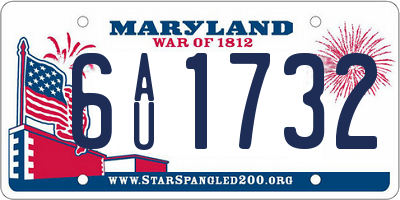 MD license plate 6AU1732