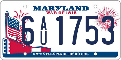 MD license plate 6AU1753