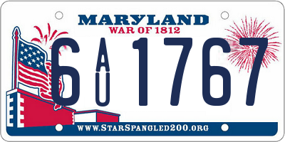 MD license plate 6AU1767