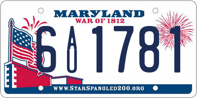 MD license plate 6AU1781
