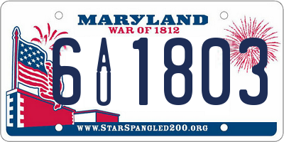 MD license plate 6AU1803