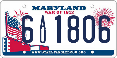 MD license plate 6AU1806