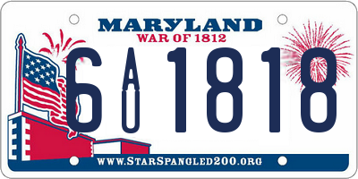 MD license plate 6AU1818