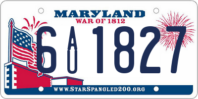 MD license plate 6AU1827