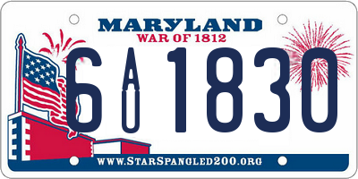 MD license plate 6AU1830