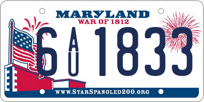 MD license plate 6AU1833