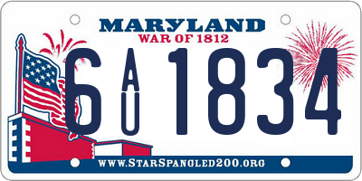 MD license plate 6AU1834