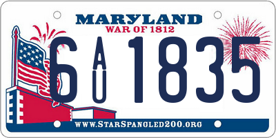 MD license plate 6AU1835