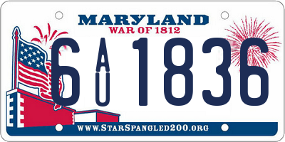 MD license plate 6AU1836