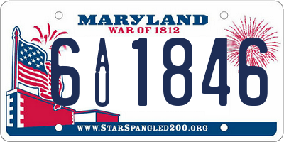 MD license plate 6AU1846