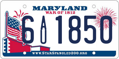 MD license plate 6AU1850
