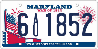 MD license plate 6AU1852