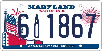 MD license plate 6AU1867