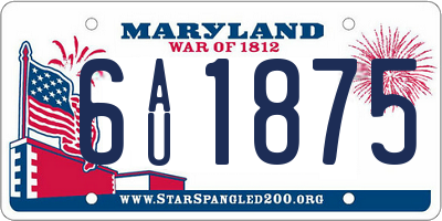 MD license plate 6AU1875