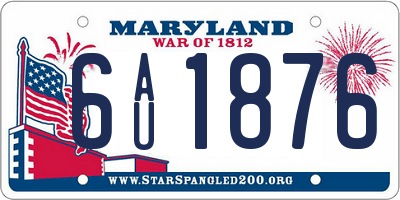 MD license plate 6AU1876