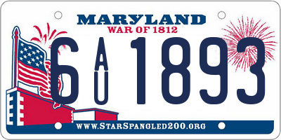 MD license plate 6AU1893